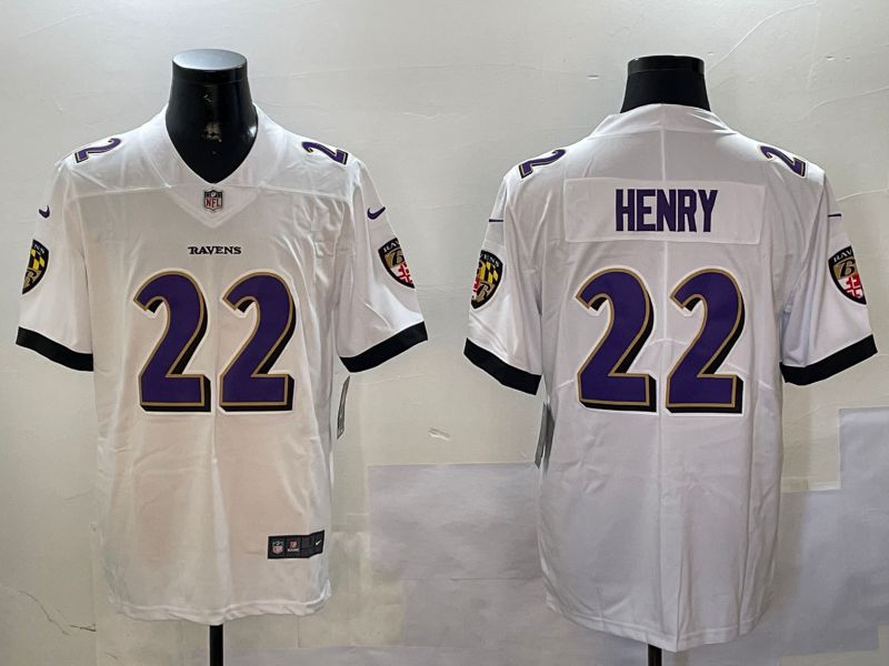 Men Baltimore Ravens 22 Henry White Second generation 2024 Nike Limited NFL Jersey style 1